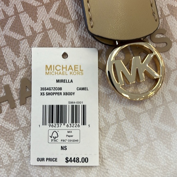 Michael Kors Mirella Extra-Small Ombré Logo Crossbody XBODY Shopper 
Camel 
NWT - Picture 8 of 16